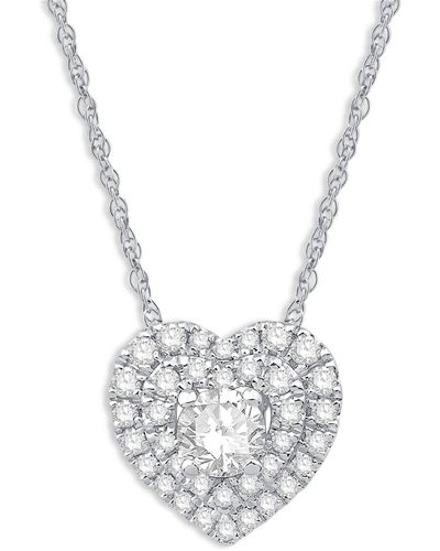 Macy's Diamond Heart Halo 18" Pendant Necklace (1/2 Ct. T.w. - White