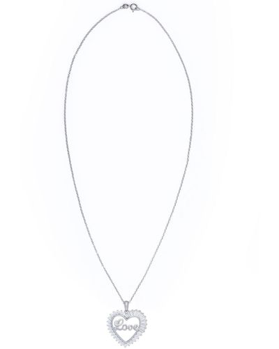 Macy's Cubic Zirconia 'love' Heart Pendant Necklace - White