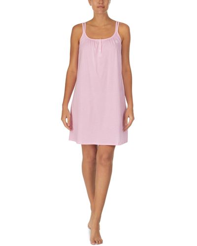 Lauren by Ralph Lauren Cotton Knit Double-strap Nightgown - Pink