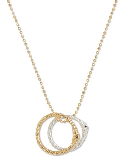 Lucky Brand Two-tone Jet Pave Continuous Snake Pendant Necklace - Metallic