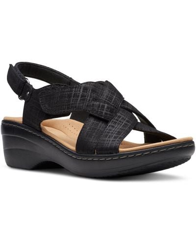 Clarks Merliah Echo Slip-on Slingback Wedge Sandals - Black