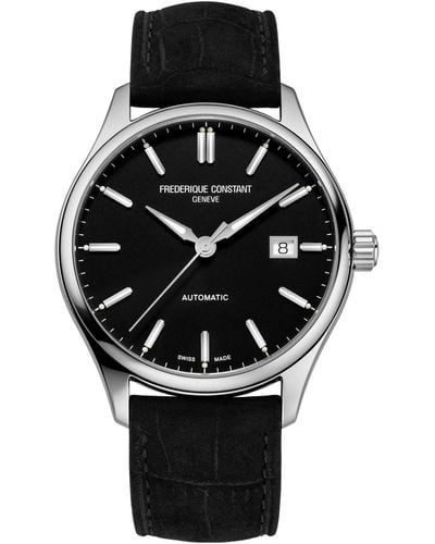 Frederique Constant Swiss Automatic Classic Index Leather Strap Watch 40mm - Black