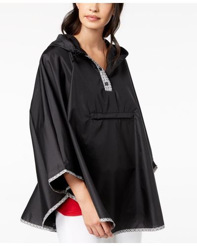 Totes Water-repellent Pack-able Rain Poncho - Black