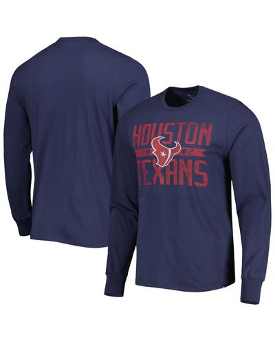 '47 Distressed Houston Texans Brand Wide Out Franklin Long Sleeve T-shirt - Blue