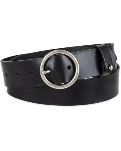 Levi's Circular Center Bar Buckle Leather Belt - Black