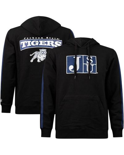 FISLL Jackson State Tigers Striped Oversized Print Pullover Hoodie - Black