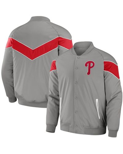 Fanatics Darius Rucker Collection By Philadelphia Phillies Baseball Raglan Full-snap Jacket - Gray