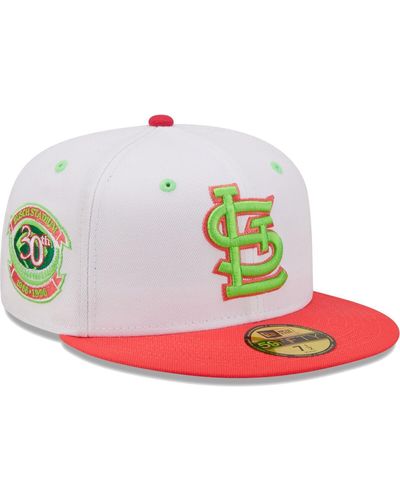 KTZ White, Coral St. Louis Cardinals 30th Anniversary At Busch Stadium Strawberry Lolli 59fifty Fitted Hat - Pink