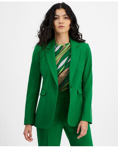 BarIII Notched-collar Single-button Jacket - Green