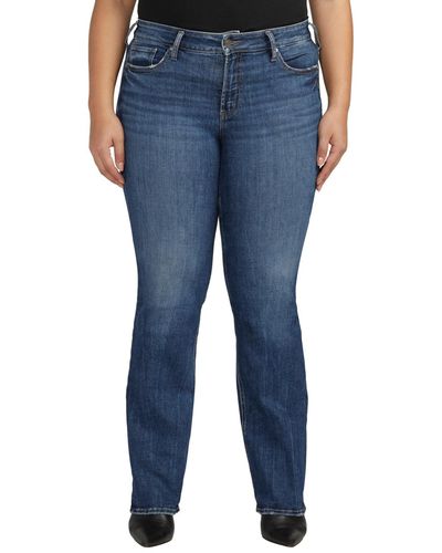 Silver Jeans Co. Plus Size Suki Mid Rise Slim Bootcut Jeans - Blue