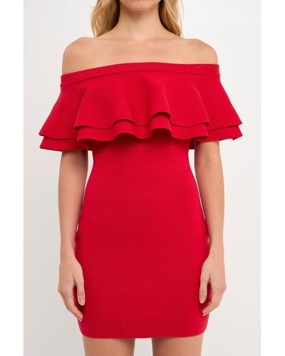 Endless Rose Off-the-shoulder Mini Dress - Red