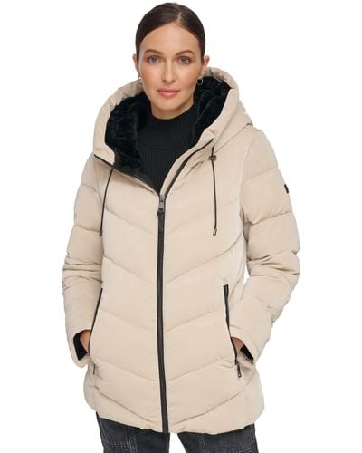 DKNY Hooded Puffer Coat - Natural