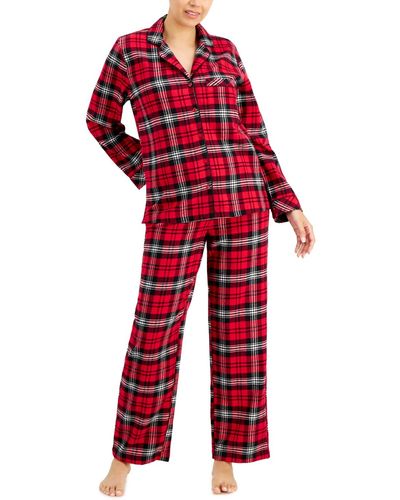 Charter Club Printed Cotton Flannel Packaged Pajama Set - Red