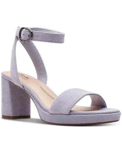 Clarks Amberlyn Bay Ankle-strap Block-heel Sandals - Blue