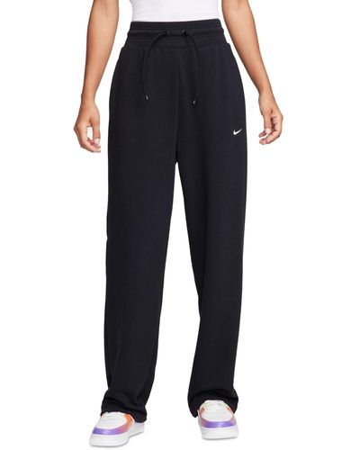 Nike Dri-fit One French Terry High-waisted Open-hem Sweatpants - Blue