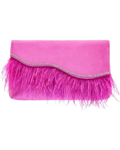 Nina Feather Flap Clutch - Pink