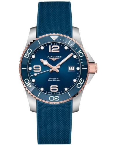 Longines Swiss Automatic Hydroconquest Rubber Strap Watch 41mm - Blue