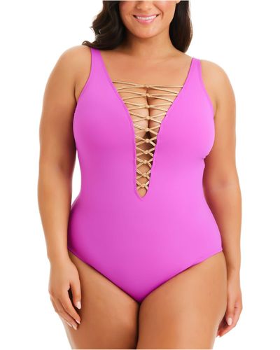 Bleu Rod Beattie Women's Rufflicious Surplice One Piece Swimsuit Black Size 12