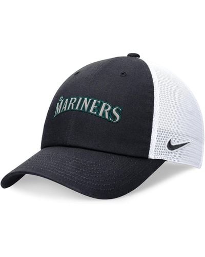 Nike Navy Seattle Mariners Evergreen Wordmark Trucker Adjustable Hat - Blue