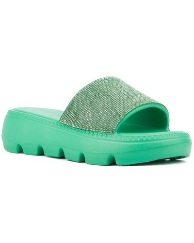 Olivia Miller Glitter Gaze Slide Sandal - Green