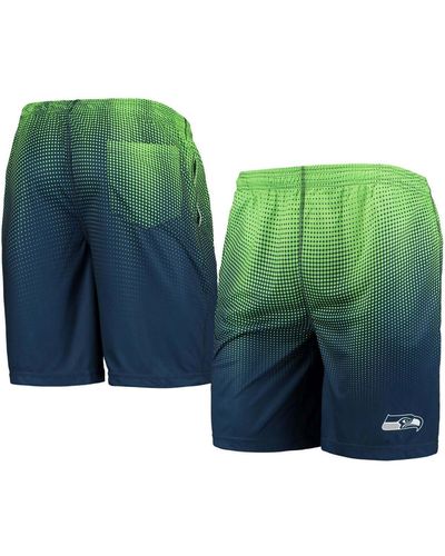 FOCO College Navy And Neon Green Seattle Seahawks Pixel Gradient Training Shorts