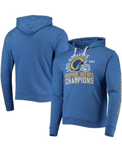 Majestic Threads Los Angeles Rams Super Bowl Lvi Champions Hard Count Pullover Hoodie - Blue
