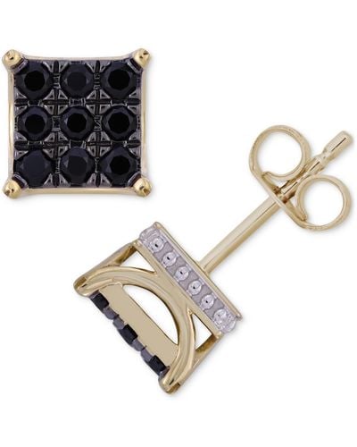 Macy's Black Diamond Square Cluster Stud Earrings (1 Ct. T.w. - Multicolor