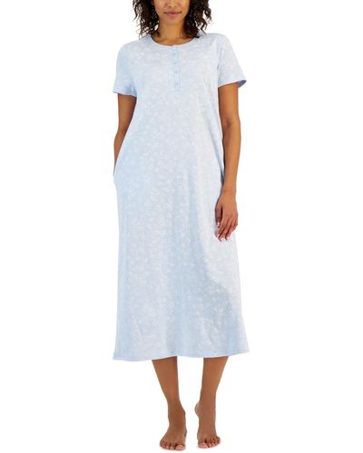 Charter Club Cotton Floral Nightgown - Blue