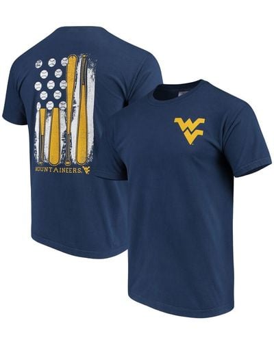 Image One West Virginia Mountaineers Baseball Flag Comfort Colors T-shirt - Blue