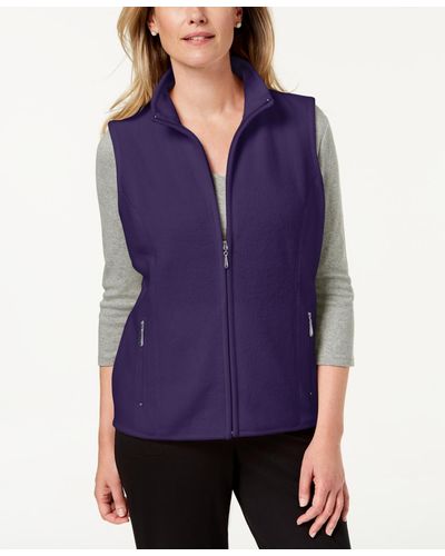 Karen Scott Zeroproof Fleece Vest - Purple