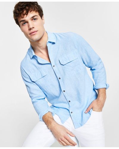 INC International Concepts Regular-fit Textured Utility Shirt, Created For Macy's - Blue