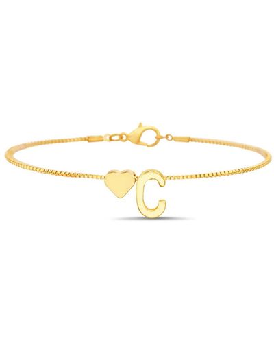 Kensie Gold-tone Letter Initial And Heart Bracelet - Metallic
