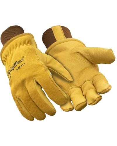 Refrigiwear Warm Fleece Lined Fiberfill Insulated Leather Gloves - Yellow