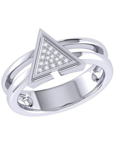 LuvMyJewelry On Point Triangle Design Sterling Silver Diamond Ring - White