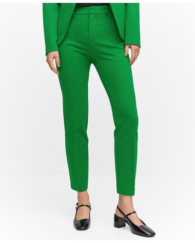 Mango Rome Knit Straight Pants - Green