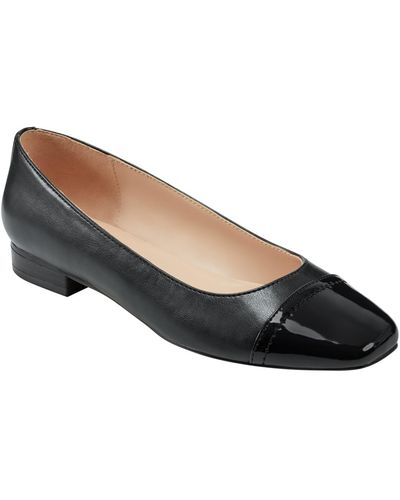 Bandolino Taprinz Square Cap Toe Ballet Flats - Black