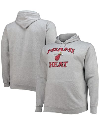 Profile Miami Heat Big And Tall Heart And Soul Pullover Hoodie - Gray