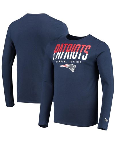 KTZ New England Patriots Combine Authentic Split Line Long Sleeve T-shirt - Blue