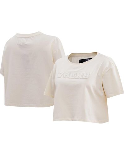 Pro Standard Philadelphia 76ers Neutral Boxy Crop T-shirt - White