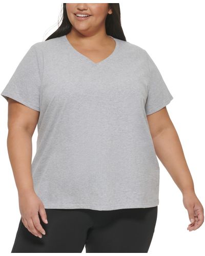 Calvin Klein Performance Plus Size Embroidered Logo T-shirt - Gray
