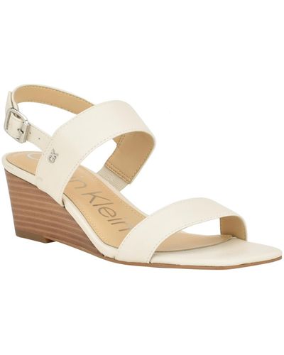Calvin Klein Kayor Strappy Open Toe Wedge Sandals - White