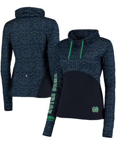 Colosseum Athletics Notre Dame Fighting Irish Scaled Cowl Neck Pullover Hoodie - Blue