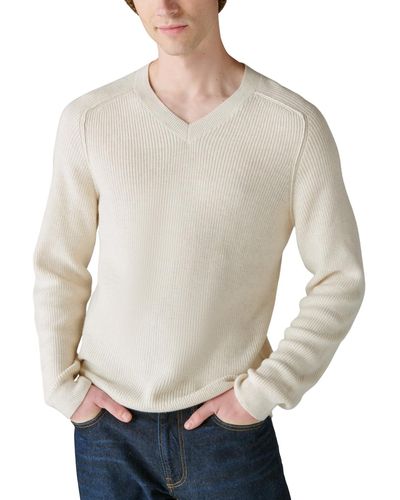 Lucky Brand Cloud Soft V-neck Sweater - Natural
