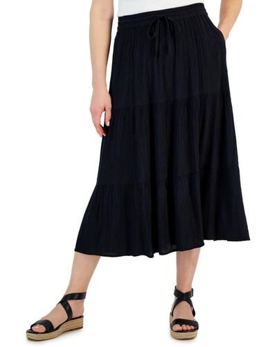 Style & Co. Drawstring Tiered Midi Skirt - Blue