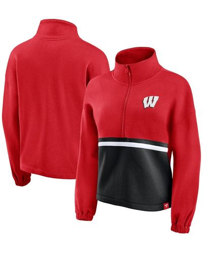 Fanatics Wisconsin Badgers Fleece Half-zip Jacket - Red