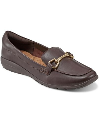 Easy Spirit Eflex Amalie Square Toe Casual Slip-on Flat Loafers - Brown