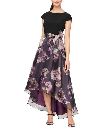 Sl Fashions High-low Printed-skirt Dress - Purple