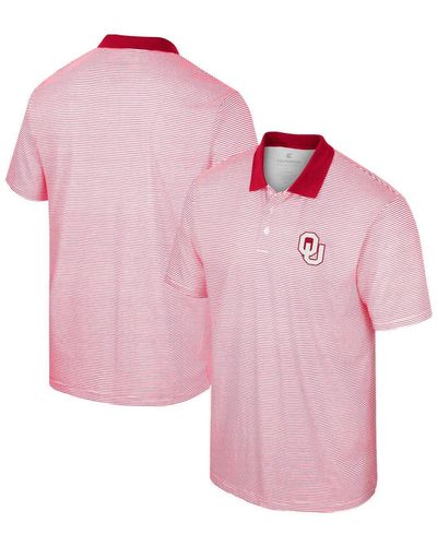 Colosseum Athletics Oklahoma Sooners Print Stripe Polo Shirt - Pink