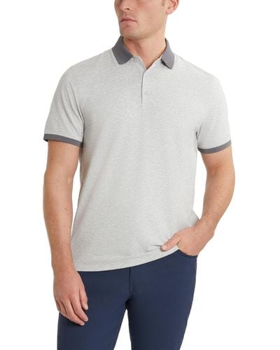 Kenneth Cole Solid Button Placket Polo Shirt - Gray
