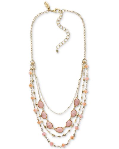 Style & Co. Gold-tone Mixed Bead & Stone Layered Strand Necklace, 17" + 3" Extender, Created For Macy's - White